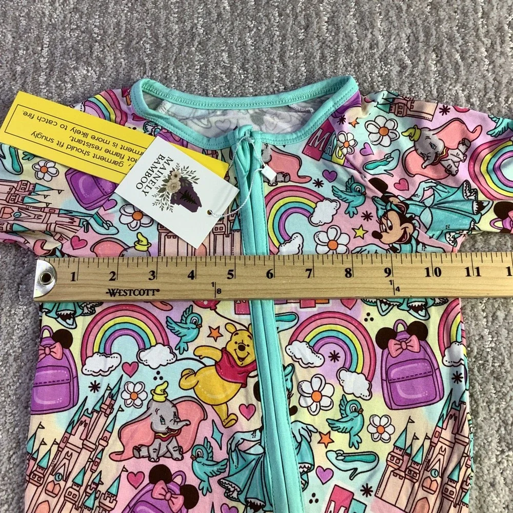 Mainely Bamboo Magical Disney Character Print Zip Up Sleeper 18-24M NWT